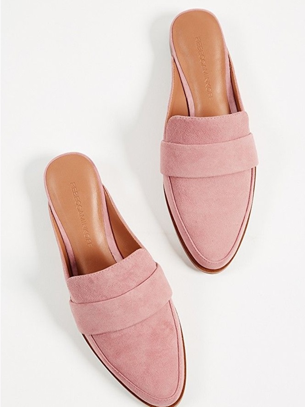 Rebecca Minkoff Blush Pink Suede Slip-On Mules